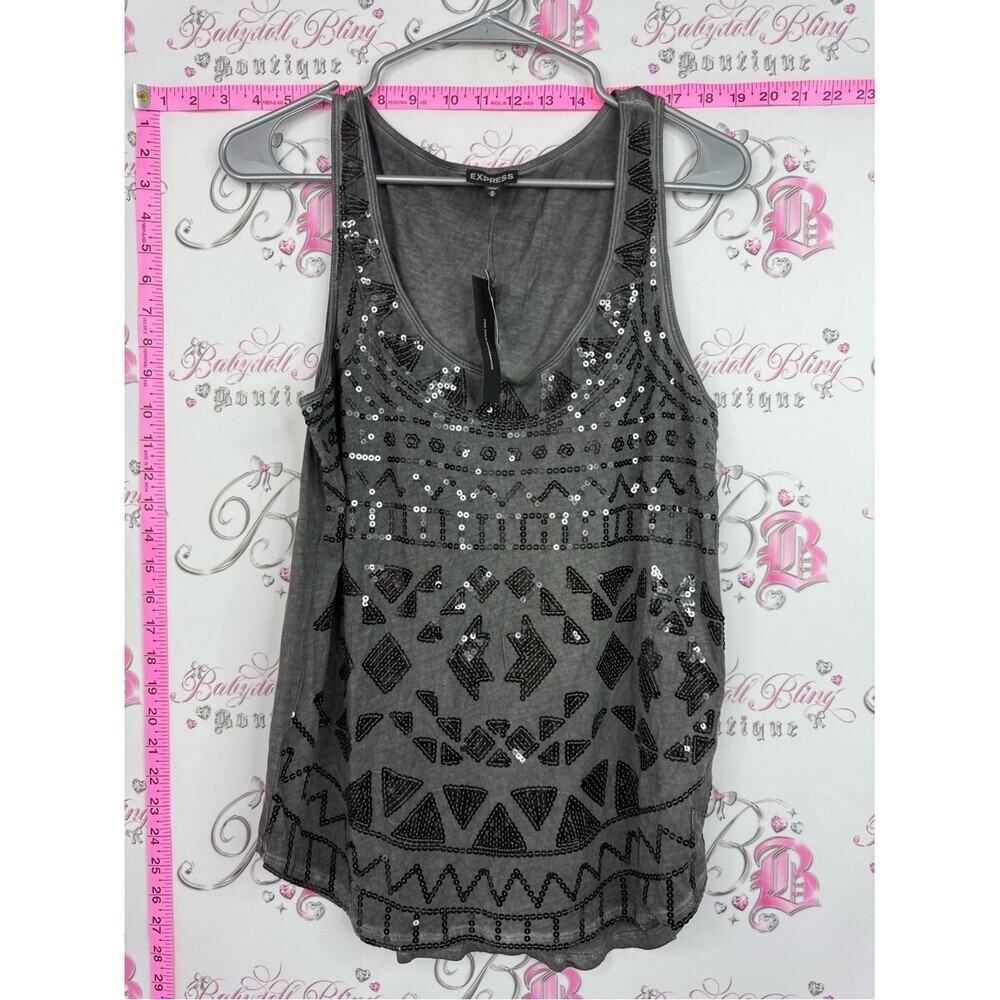 Express tank top sequins sparkly  Embellished Sequin Tank Top NEW
